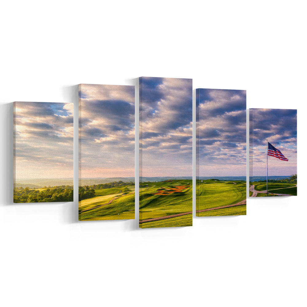 The Donald Ross Course At French Lick, Golf Art Print, 5 Pieces Mixed Canvas Print Wall Art