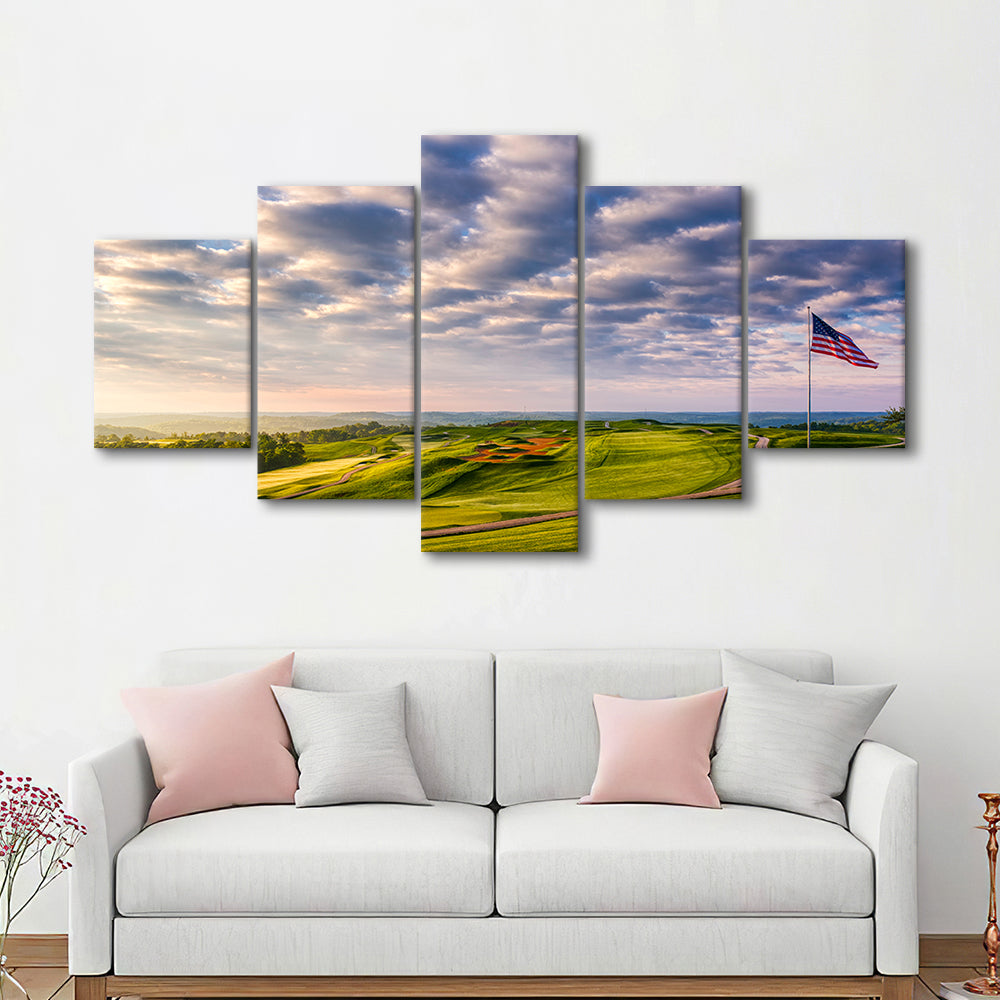 The Donald Ross Course At French Lick, Golf Art Print, 5 Pieces Mixed Canvas Print Wall Art