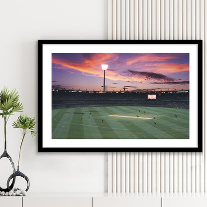 The Gabba Stadium, Stadium Canvas, Sport Art, Gift for him, White Border Framed Art Print Wall Decor