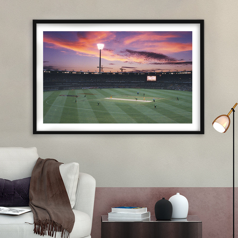 The Gabba Stadium, Stadium Canvas, Sport Art, Gift for him, White Border Framed Art Print Wall Decor