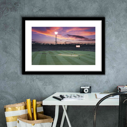 The Gabba Stadium, Stadium Canvas, Sport Art, Gift for him, White Border Framed Art Print Wall Decor