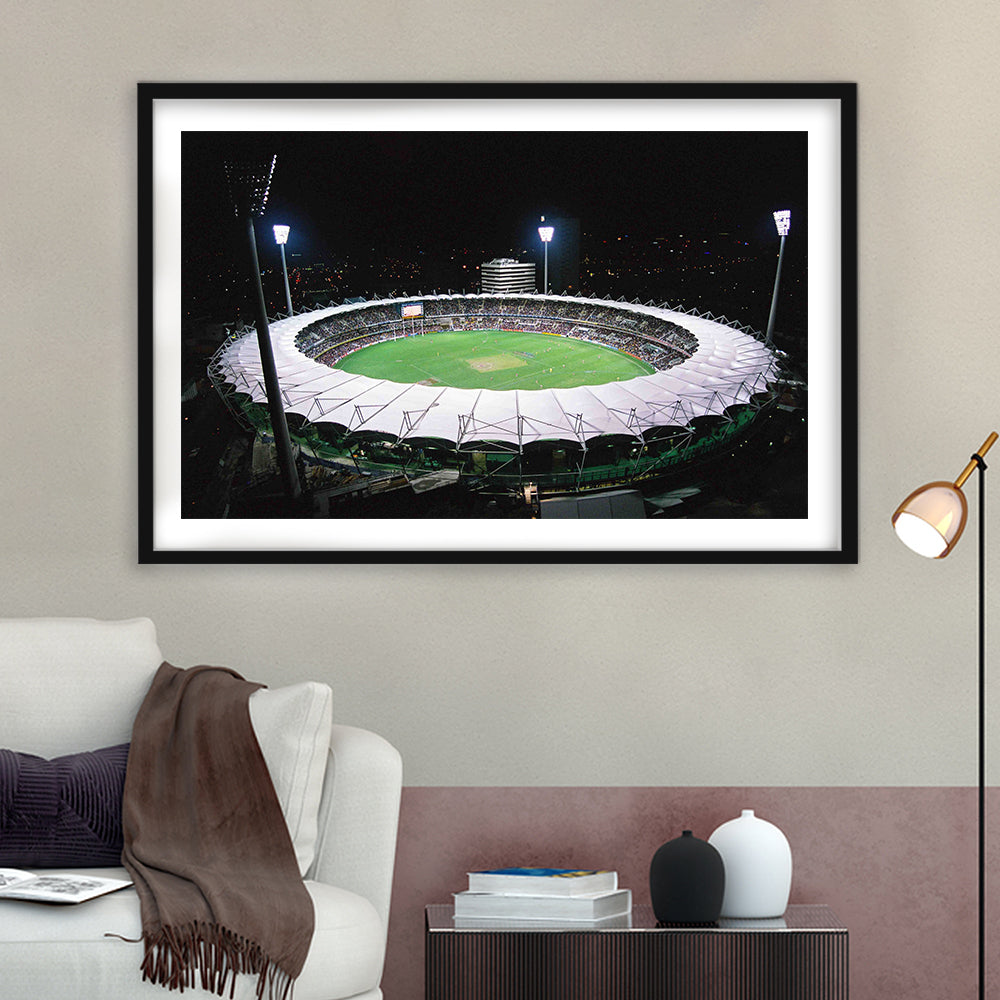 The Gabba Stadium in Australia, Stadium Canvas, Sport Art, Gift for him, White Border Framed Art Print Wall Decor