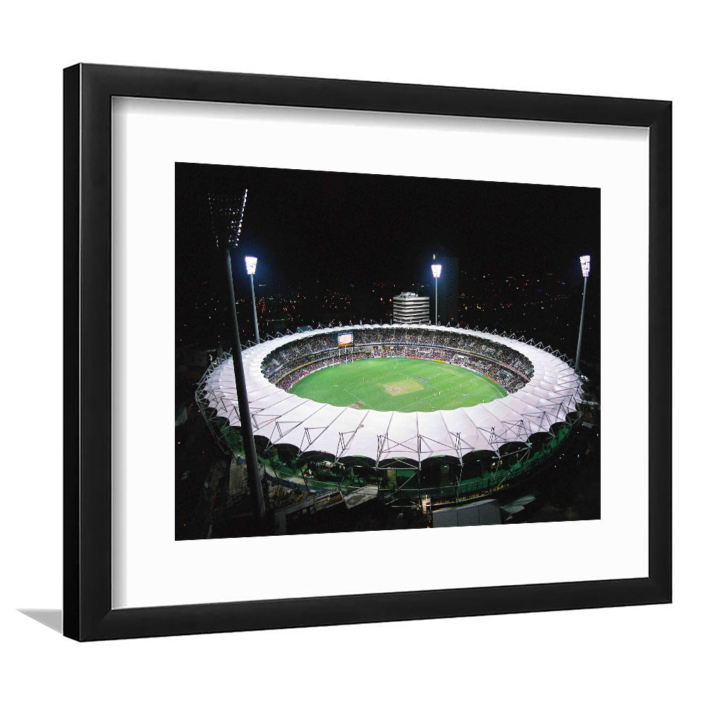 The Gabba Stadium in Australia, Stadium Canvas, Sport Art, Gift for him, White Border Framed Art Print Wall Decor