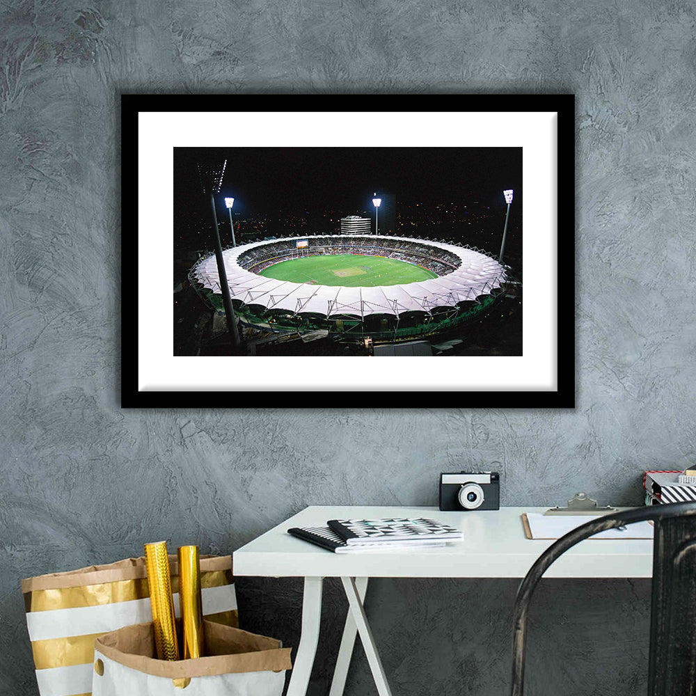 The Gabba Stadium in Australia, Stadium Canvas, Sport Art, Gift for him, White Border Framed Art Print Wall Decor