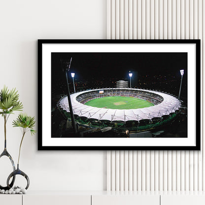The Gabba Stadium in Australia, Stadium Canvas, Sport Art, Gift for him, White Border Framed Art Print Wall Decor