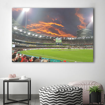 The Gabba at Sunset, Stadium Canvas, Sport Art, Gift for him, Man Cave Decor, Art Print, Canvas Print Wall Art