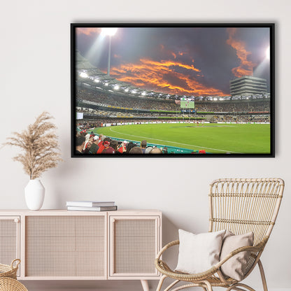 The Gabba at Sunset, Stadium Canvas, Sport Art, Framed Canvas Print Wall Art, Floating Frame