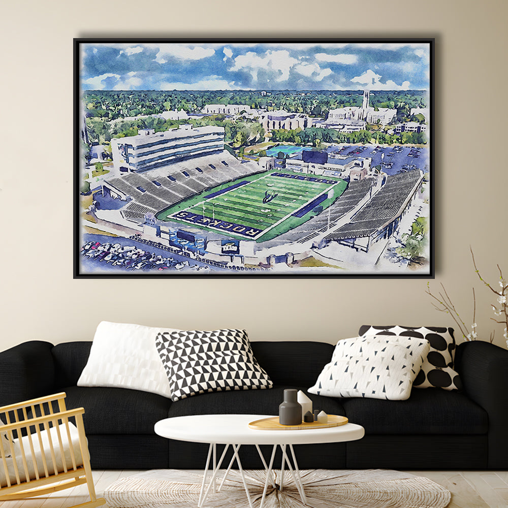 The Glass Bowl WaterColor, Toledo Ohio Watercolor, Sport Gift Art, Framed Canvas Print Wall Art