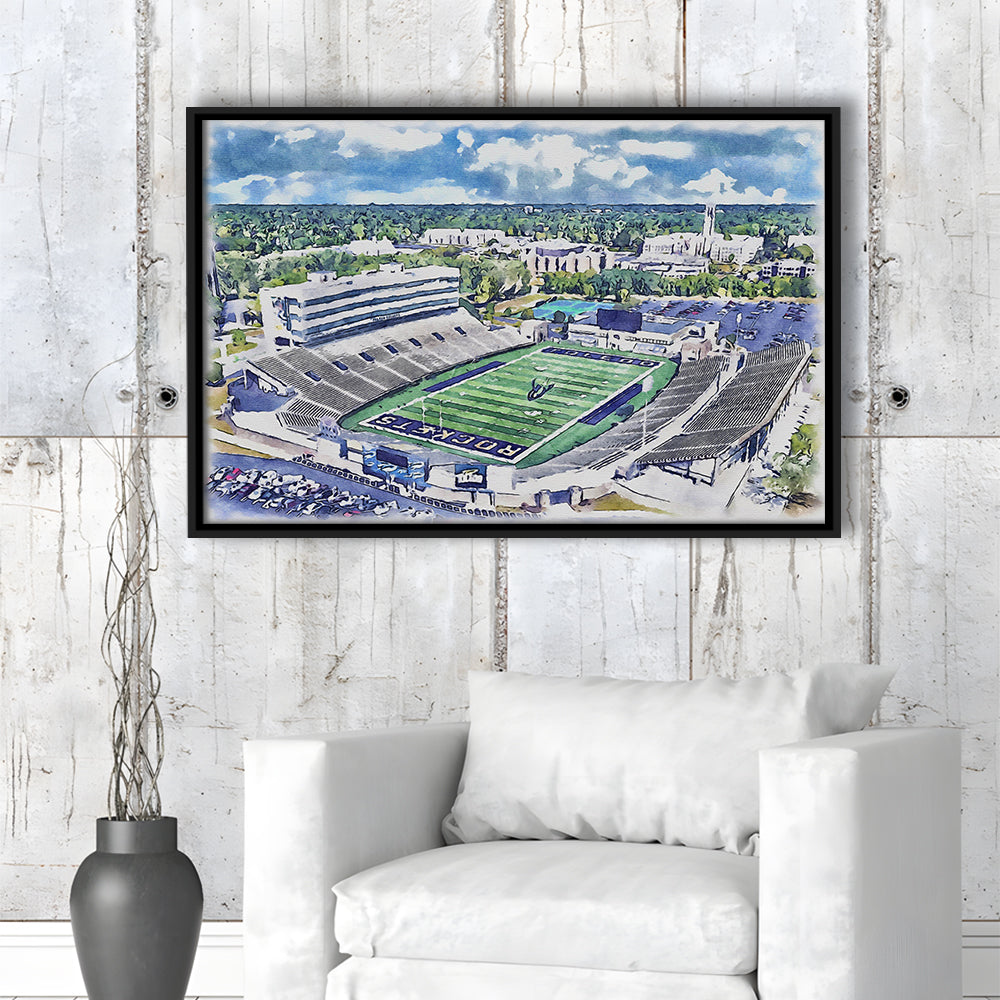 The Glass Bowl WaterColor, Toledo Ohio Watercolor, Sport Gift Art, Framed Canvas Print Wall Art