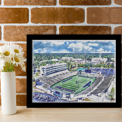 The Glass Bowl WaterColor, Toledo Ohio Watercolor, Sport Gift Art, Framed Art Print Wall Decor