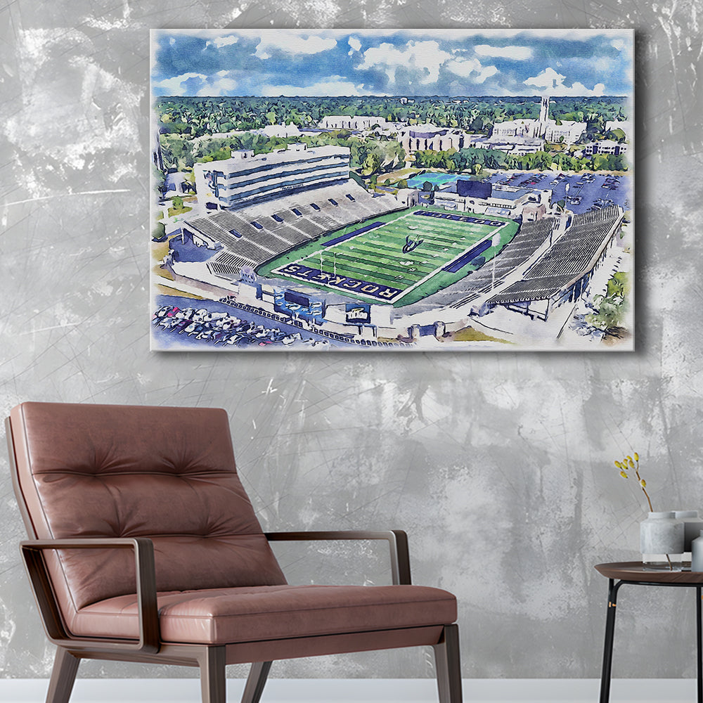The Glass Bowl WaterColor, Toledo Ohio Watercolor, Sport Art, Gifts for him, Canvas Print Wall Art