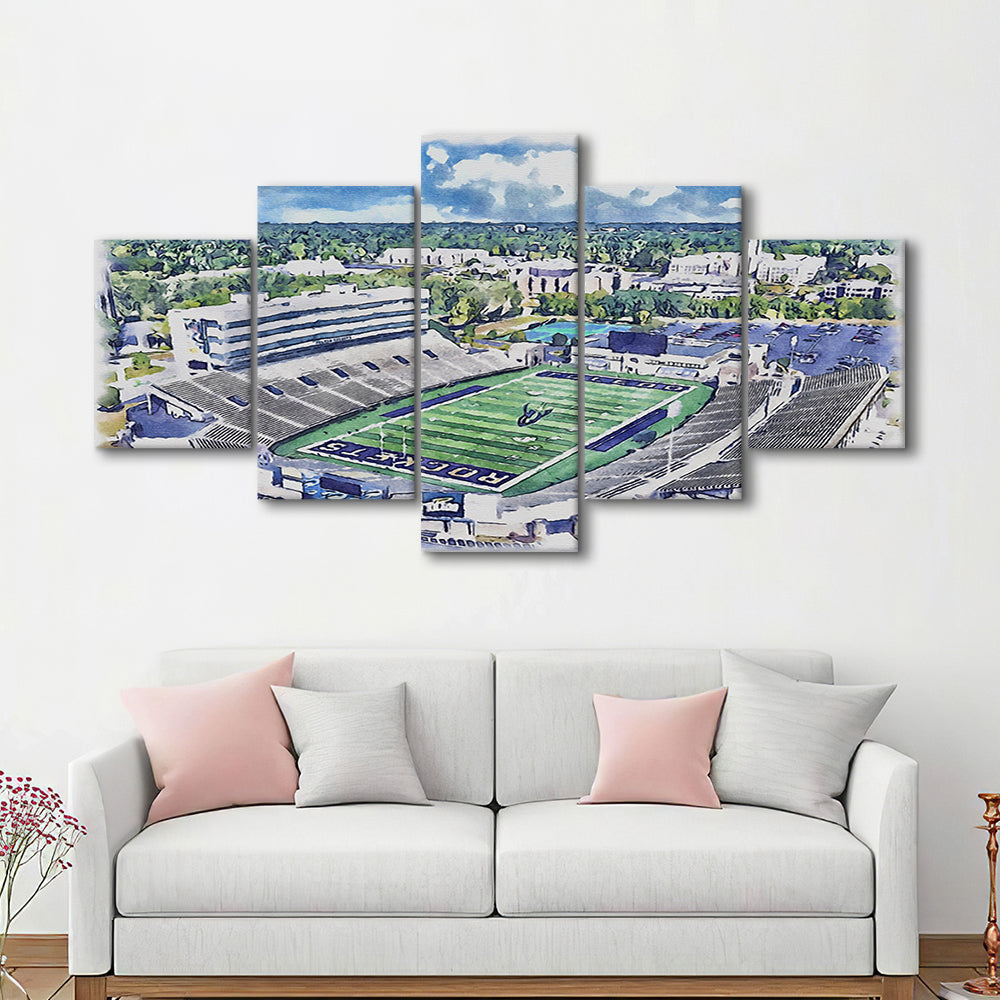 The Glass Bowl WaterColor, Toledo Ohio Watercolor, Sport Art, Mixed 5 Panel, Canvas Print Wall Art