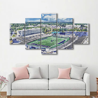The Glass Bowl WaterColor, Toledo Ohio Watercolor, Sport Art, Mixed 5 Panel, Canvas Print Wall Art