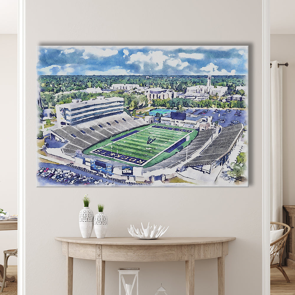The Glass Bowl WaterColor, Toledo Ohio Watercolor, Sport Art, Gifts for him, Canvas Print Wall Art