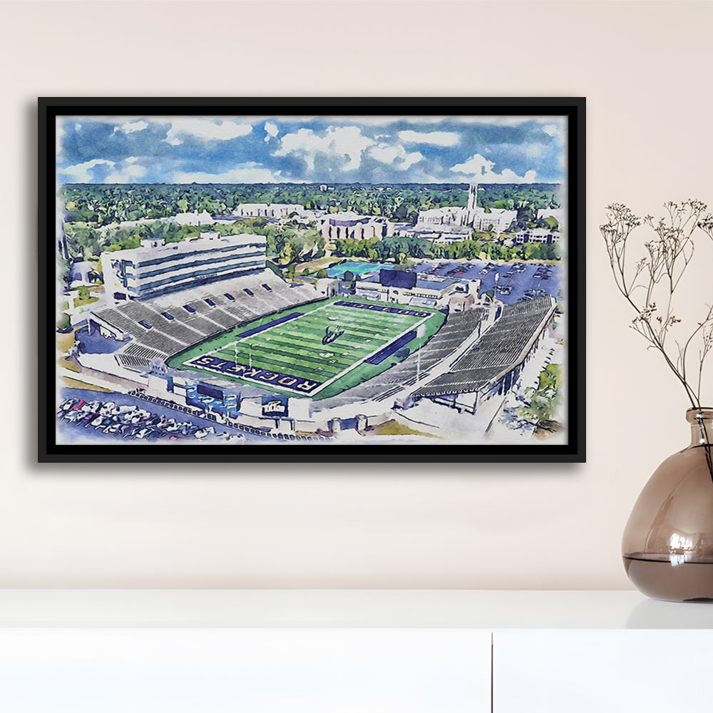 The Glass Bowl WaterColor, Toledo Ohio Watercolor, Sport Gift Art, Framed Canvas Print Wall Art
