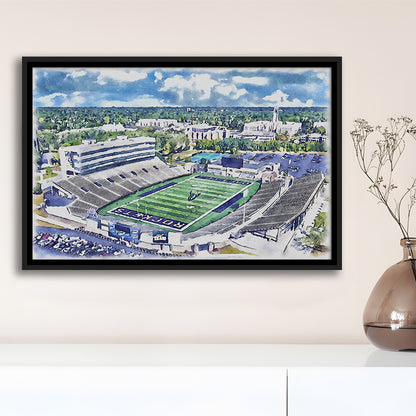 The Glass Bowl WaterColor, Toledo Ohio Watercolor, Sport Gift Art, Framed Canvas Print Wall Art