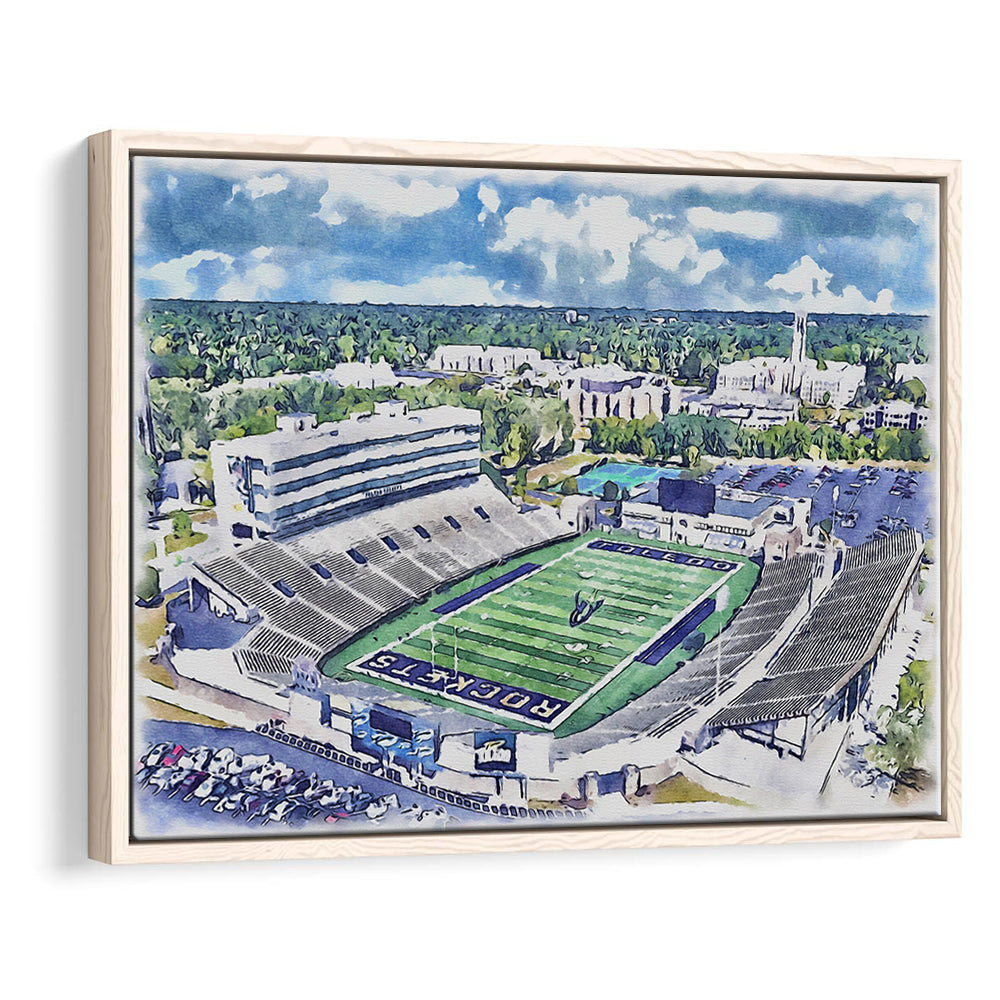 The Glass Bowl WaterColor, Toledo Ohio Watercolor, Sport Gift Art, Framed Canvas Print Wall Art