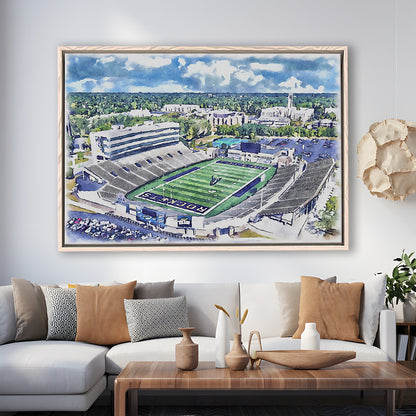 The Glass Bowl WaterColor, Toledo Ohio Watercolor, Sport Gift Art, Framed Canvas Print Wall Art