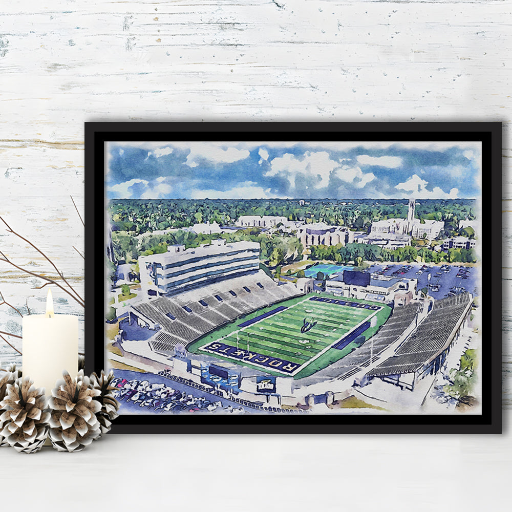 The Glass Bowl WaterColor, Toledo Ohio Watercolor, Sport Gift Art, Framed Canvas Print Wall Art