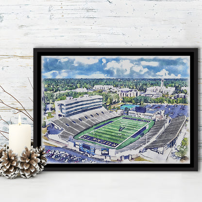 The Glass Bowl WaterColor, Toledo Ohio Watercolor, Sport Gift Art, Framed Canvas Print Wall Art