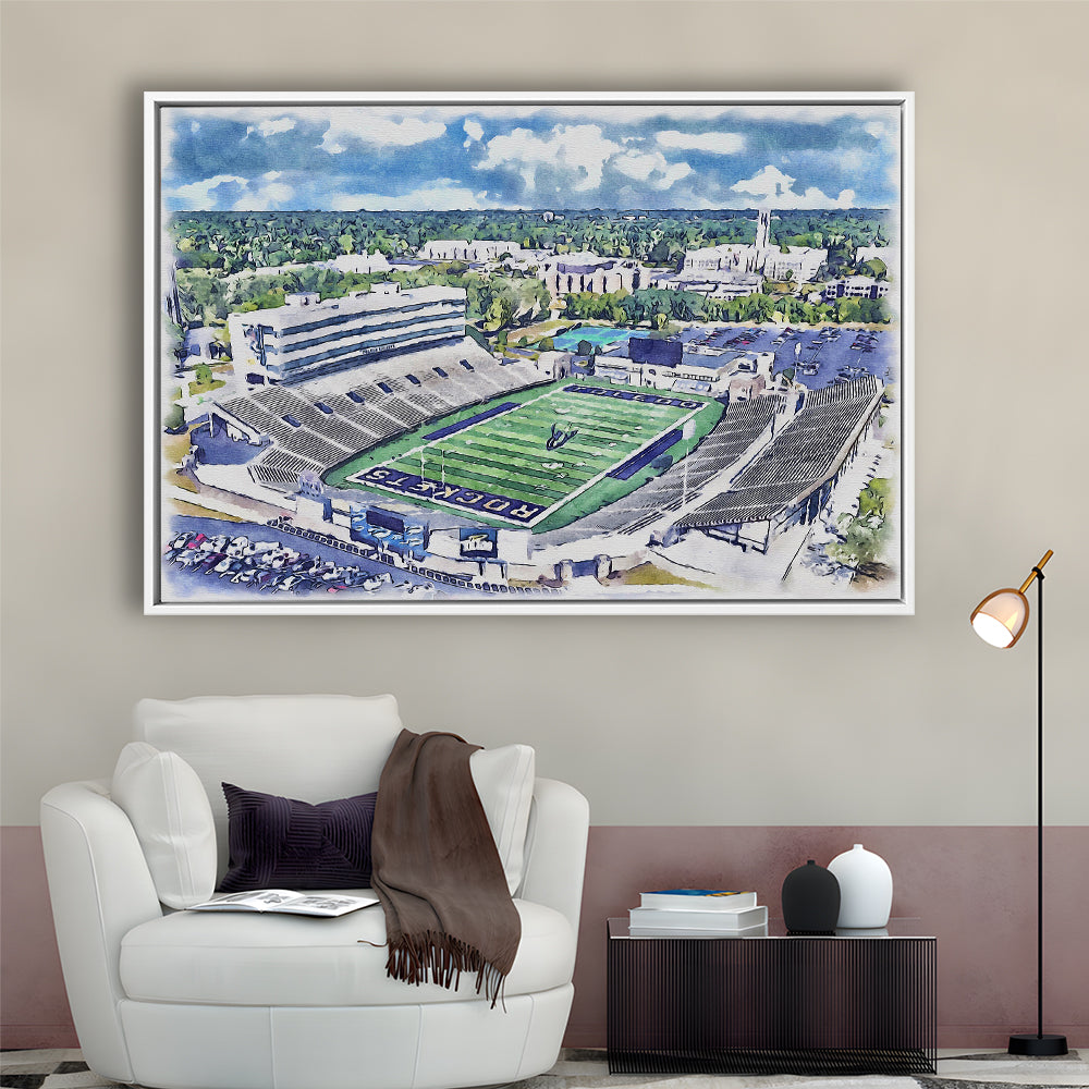 The Glass Bowl WaterColor, Toledo Ohio Watercolor, Sport Gift Art, Framed Canvas Print Wall Art