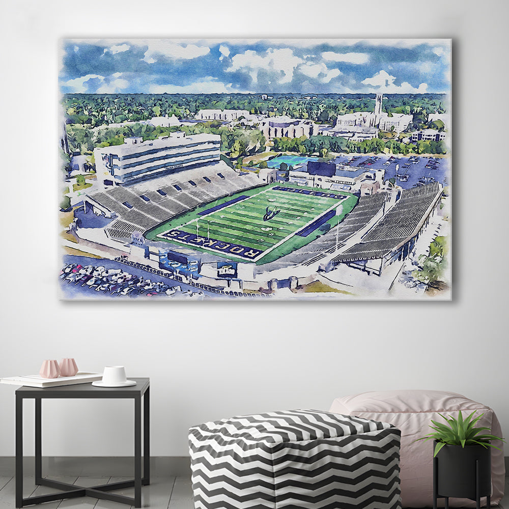 The Glass Bowl WaterColor, Toledo Ohio Watercolor, Sport Art, Gifts for him, Canvas Print Wall Art