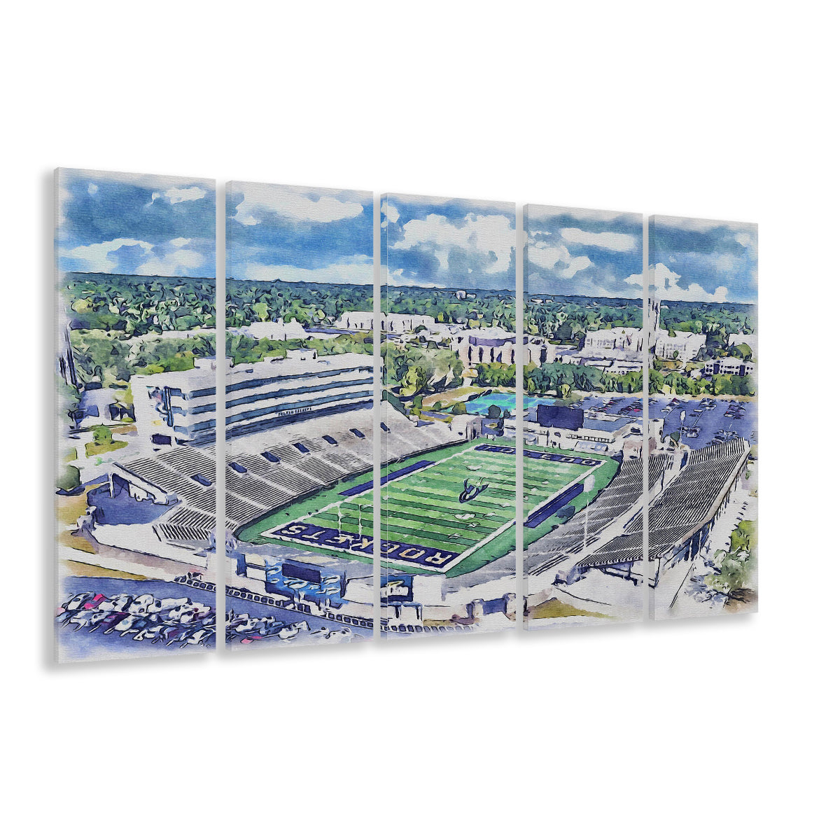 The Glass Bowl WaterColor, Toledo Ohio Watercolor, Sport Art, Extra Large Canvas Print Wall Art