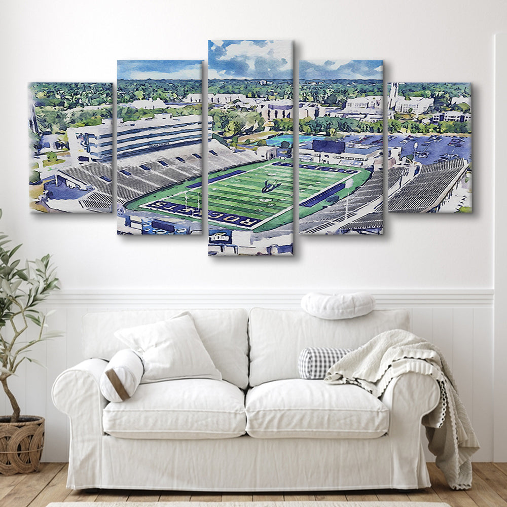 The Glass Bowl WaterColor, Toledo Ohio Watercolor, Sport Art, Mixed 5 Panel, Canvas Print Wall Art