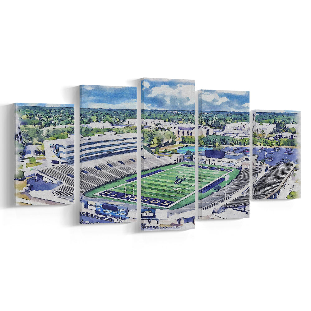 The Glass Bowl WaterColor, Toledo Ohio Watercolor, Sport Art, Mixed 5 Panel, Canvas Print Wall Art