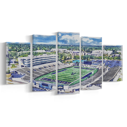 The Glass Bowl WaterColor, Toledo Ohio Watercolor, Sport Art, Mixed 5 Panel, Canvas Print Wall Art