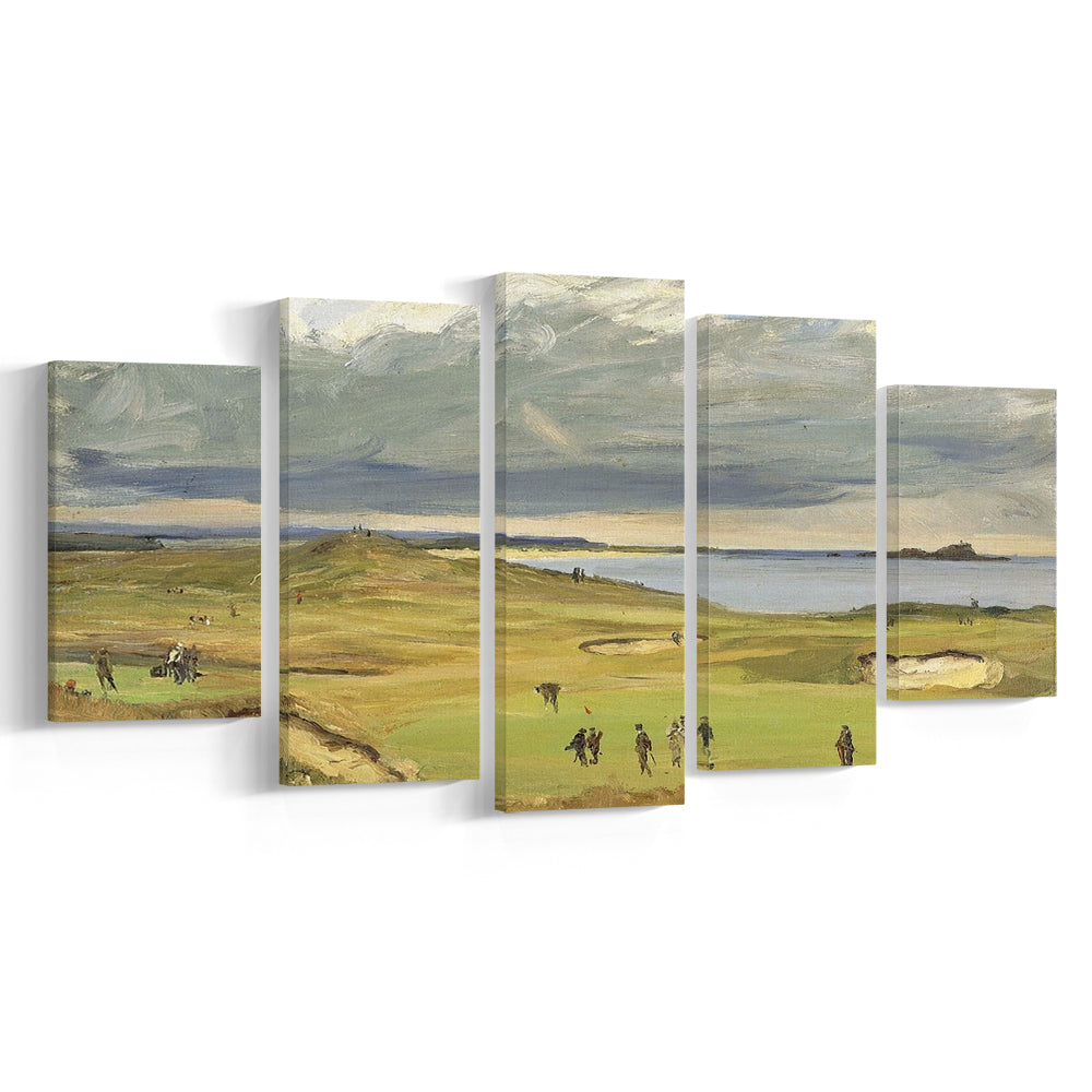 The Golf Links North Berwick 1919 Large Stretched Canvas, 5 Piece Large Cavas Print Wall Art