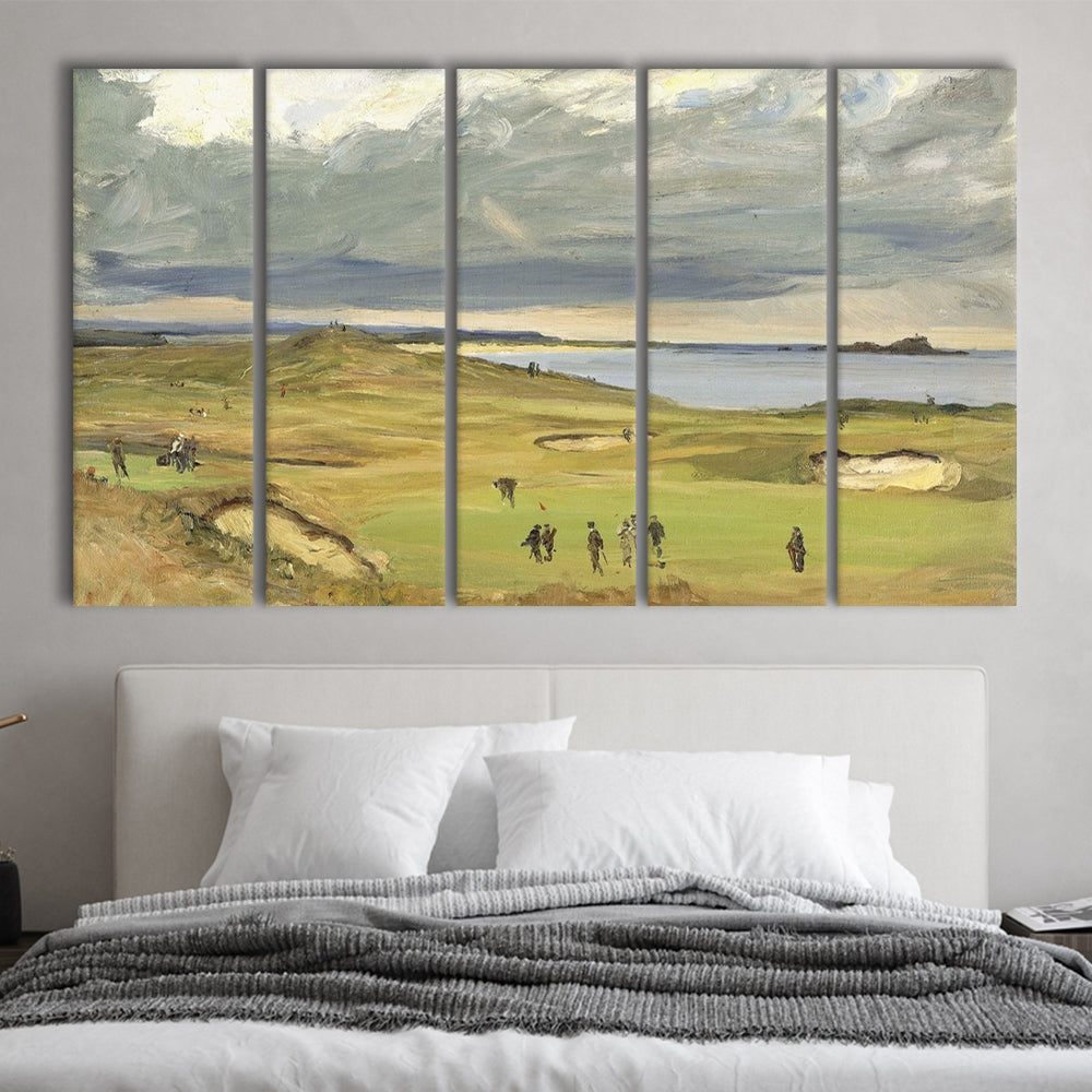 The Golf Links North Berwick 1919 Large Stretched Canvas, 5 Piece B Extra Large Cavas Print Wall Art Decor