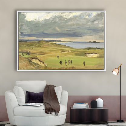 The Golf Links North Berwick 1919 Large Stretched Canvas, Framed Cavas Print, Floating Frame