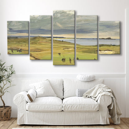 The Golf Links North Berwick 1919 Large Stretched Canvas, 5 Piece Large Cavas Print Wall Art