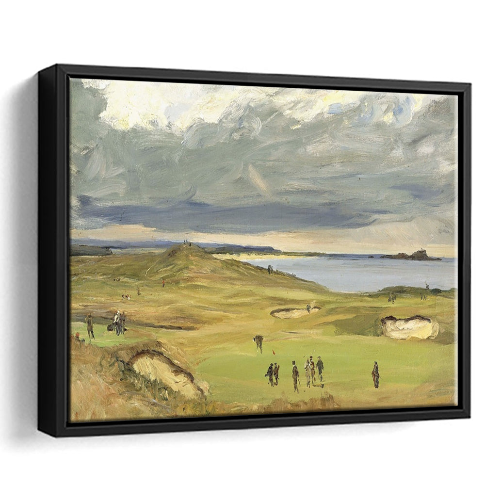 The Golf Links North Berwick 1919 Large Stretched Canvas, Framed Cavas Print, Floating Frame