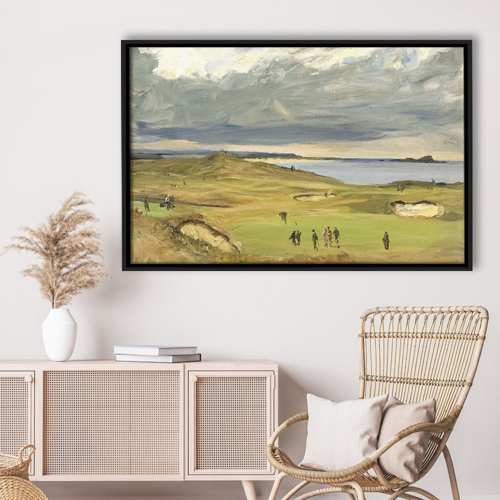 The Golf Links North Berwick 1919 Large Stretched Canvas, Framed Cavas Print, Floating Frame