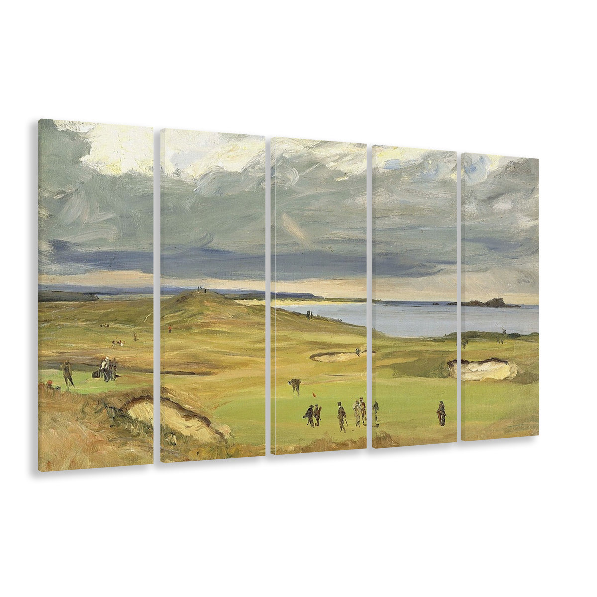 The Golf Links North Berwick 1919 Large Stretched Canvas, 5 Piece B Extra Large Cavas Print Wall Art Decor
