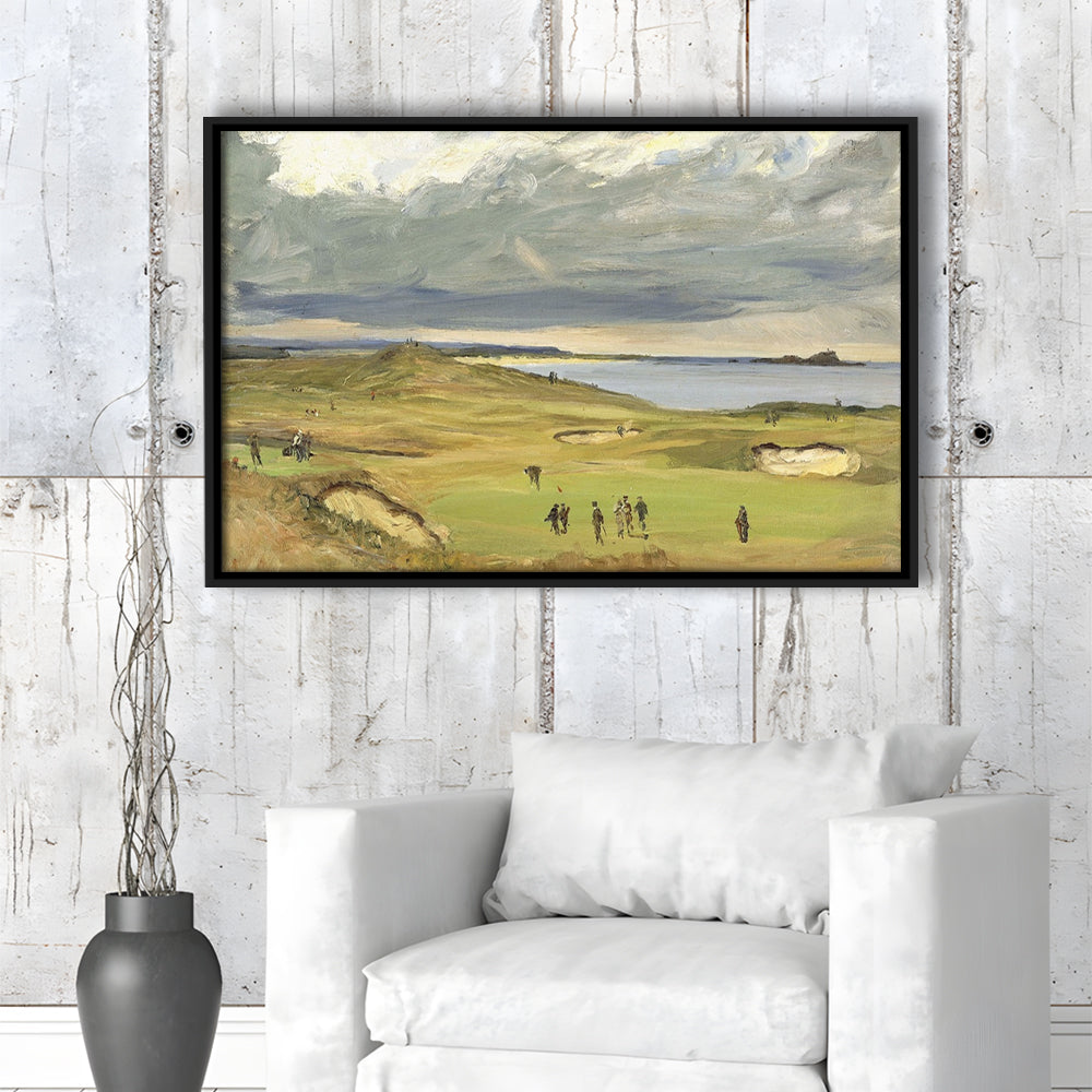 The Golf Links North Berwick 1919 Large Stretched Canvas, Framed Cavas Print, Floating Frame