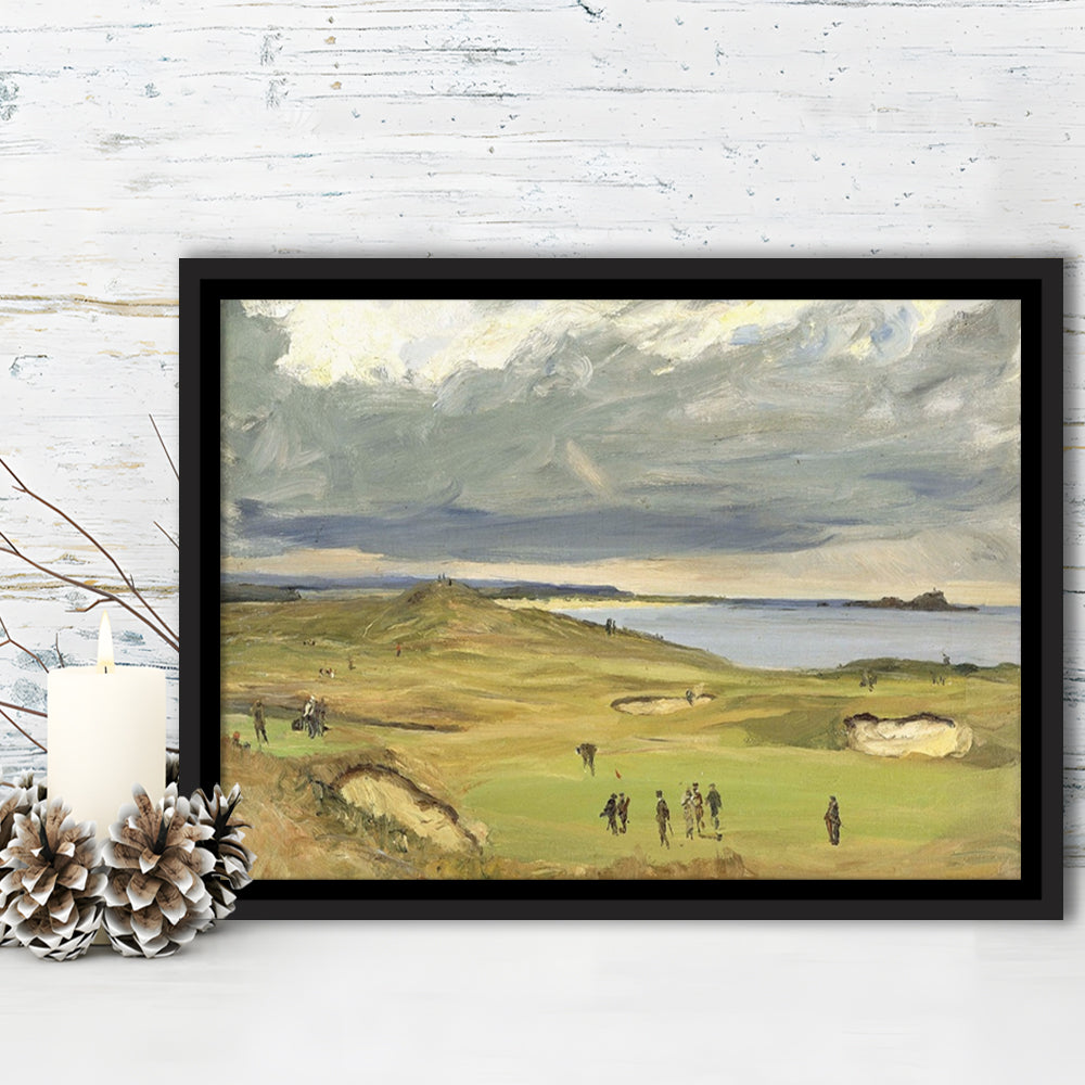 The Golf Links North Berwick 1919 Large Stretched Canvas, Framed Cavas Print, Floating Frame