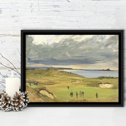 The Golf Links North Berwick 1919 Large Stretched Canvas, Framed Cavas Print, Floating Frame