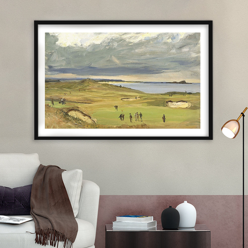 The Golf Links North Berwick 1919 Large Stretched, Framed Art Print White Border