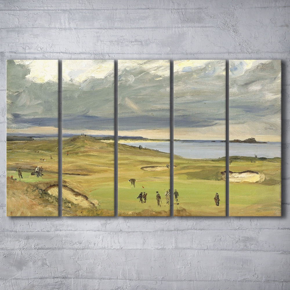 The Golf Links North Berwick 1919 Large Stretched Canvas, 5 Piece B Extra Large Cavas Print Wall Art Decor