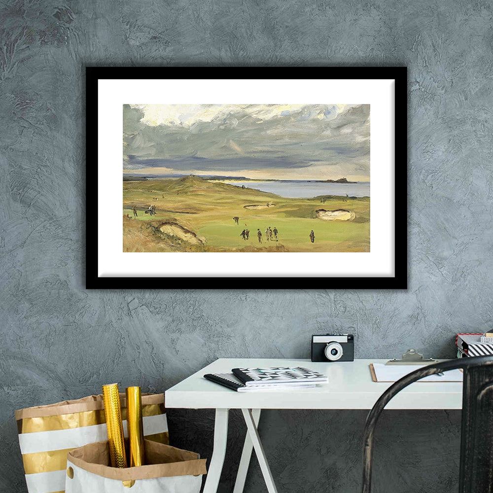 The Golf Links North Berwick 1919 Large Stretched, Framed Art Print White Border
