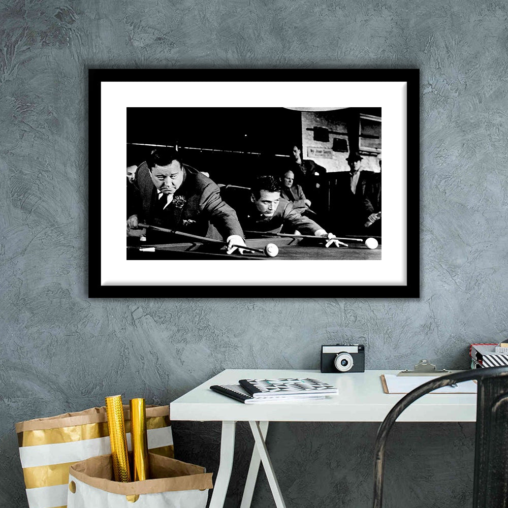 The Hustler Large Stretched Floating Frame Wall Art Print, Framed Art Print White Border