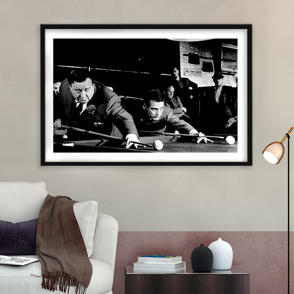 The Hustler Large Stretched Floating Frame Wall Art Print, Framed Art Print White Border