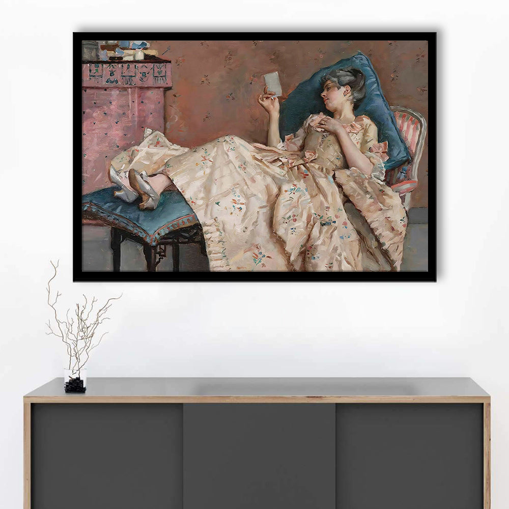 The Letter Vintage Woman Art Print Vintage Painting Antique Art, Framed Art Print Wall Decor, Picture Framed