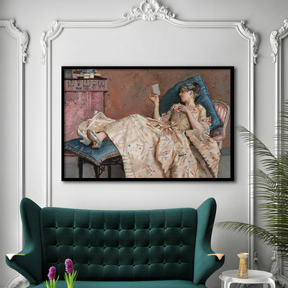 The Letter Vintage Woman Art Print Vintage Painting Antique Art, Framed Art Print Wall Decor, Picture Framed