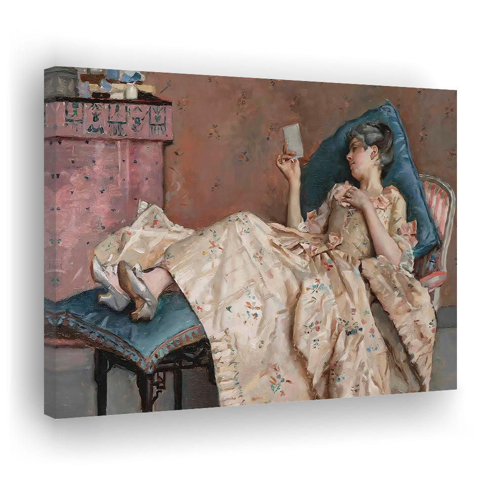 The Letter Vintage Woman Art Print Vintage Painting Antique Art, Canvas Print Wall Art, Wall Decor, Painting Canvas