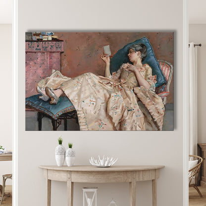The Letter Vintage Woman Art Print Vintage Painting Antique Art, Canvas Print Wall Art, Wall Decor, Painting Canvas