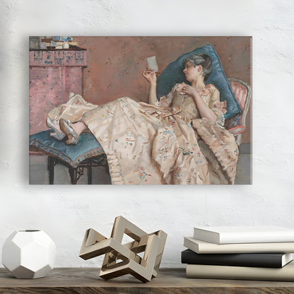 The Letter Vintage Woman Art Print Vintage Painting Antique Art, Canvas Print Wall Art, Wall Decor, Painting Canvas